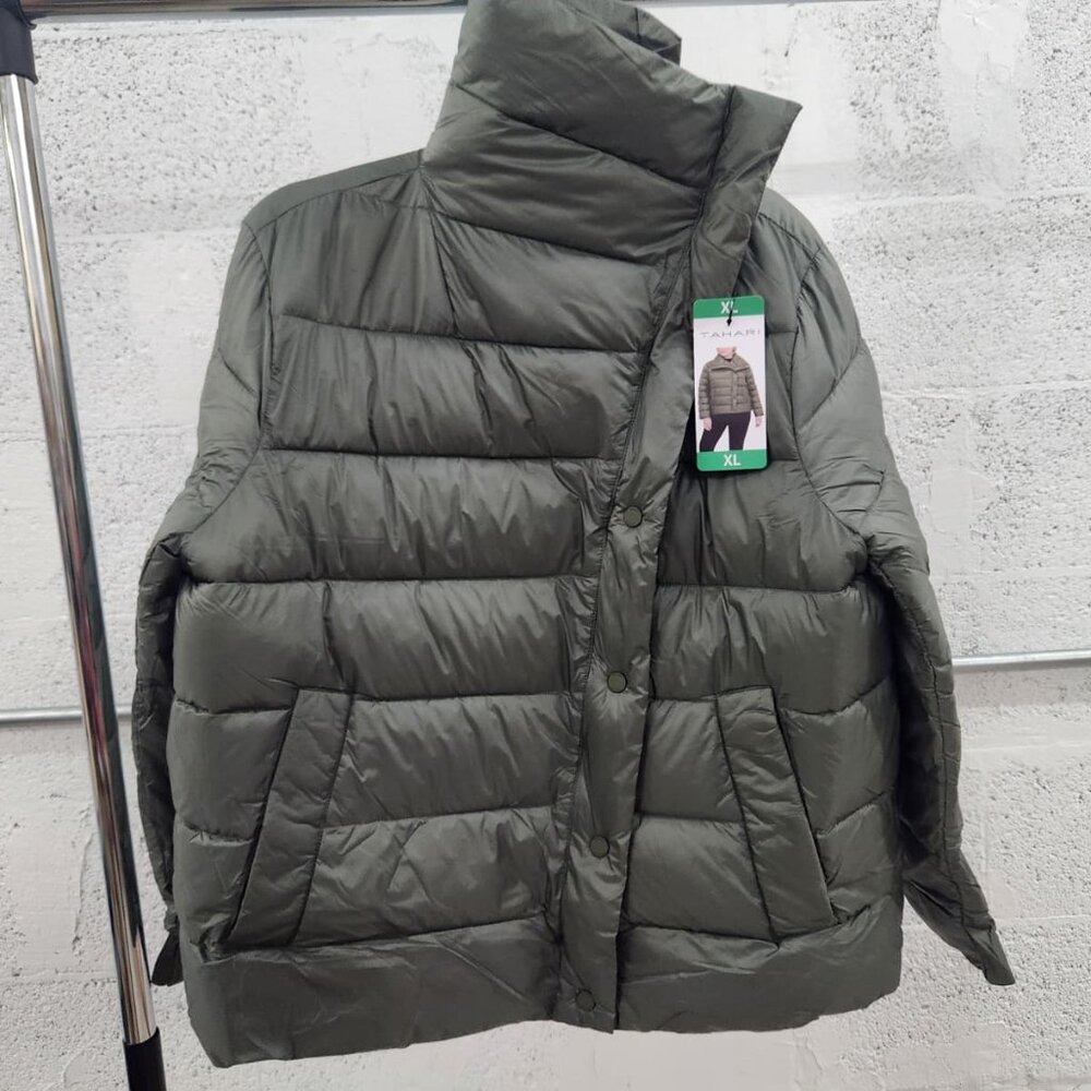 NWT Tahari Women’s Puffer Jacket Water Repellent Premium Insulation Green XL - Picture 10 of 10